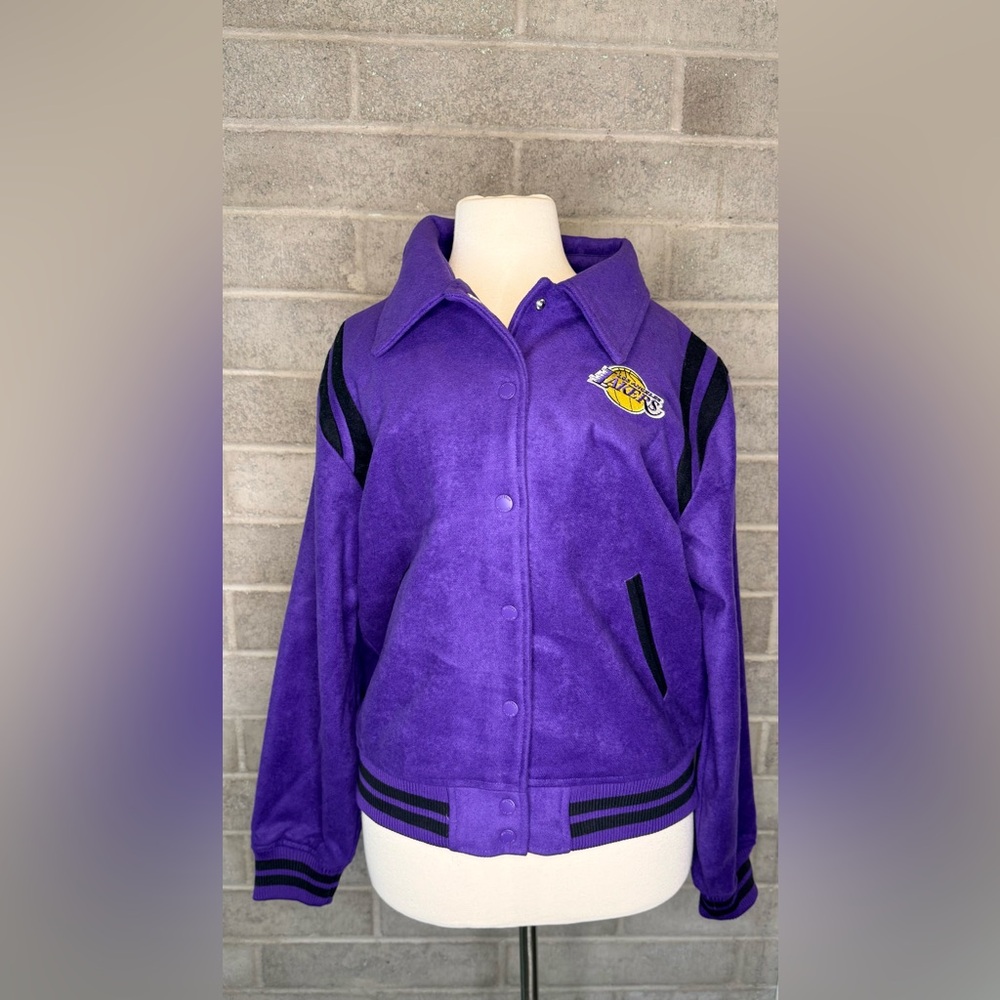 New Era Los Angeles Lakers Purple Varsity Jacket Snap Front NBA Womens M